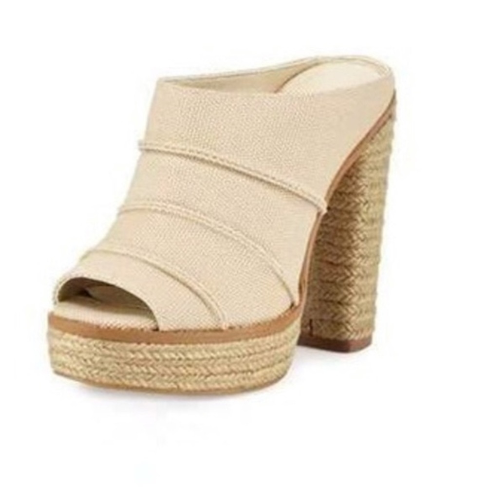 BCBGeneration Canvas and Tweed Heel Sandals